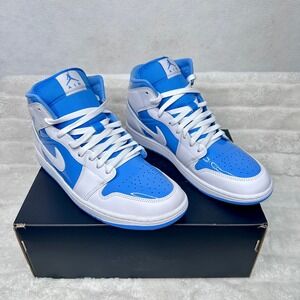 Nike Air Jordan 1 Mid Mens 10.5 University Blue White FZ2142-114 Excellent